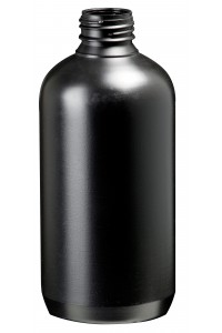 Plataus kaklelio butelis, juodos spalvos, HDPE